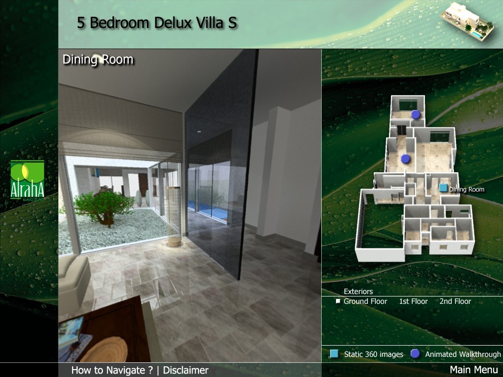 The final interface: room view and villa plan with camera points.