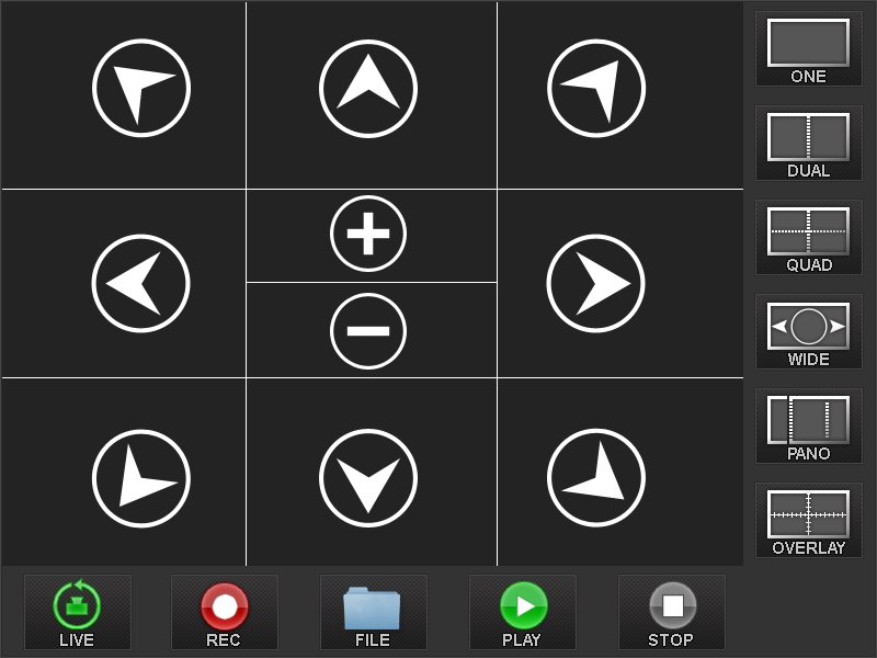 Touch navigation: pan, tilt and zoom inside the 360°.